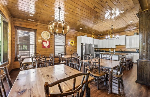 Gatlinburg Cabin | Walk to Gatlinburg - Cabin Sleeps 46! Game/Theater Room, Pool Access, Hot Tub