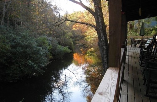 Cashes Valley Cabin | Waterfront Cabin on Trout Stream W/Hot Tub, & Internet