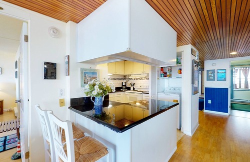 North Ocean City Condo | Waterfront condo with spacious balcony, W/D, & pool