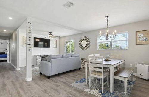 Shoreline Park House | Waterfront Home Game Room Ping Pong Outdoor Bar Area