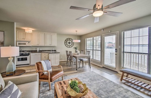 Mid America House | Waterfront home with a washer/dryer, firepit, central AC, & deck