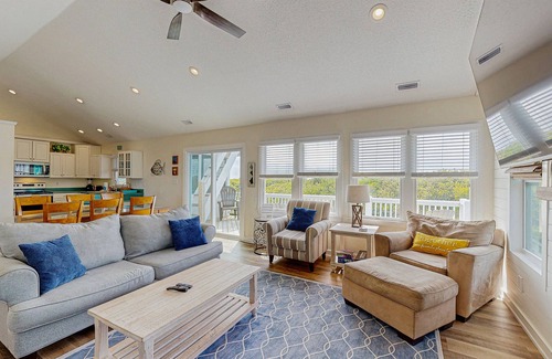 Avon House | Waterfront home with private pool, hot tub, pool table & fireplace -dog-friendly