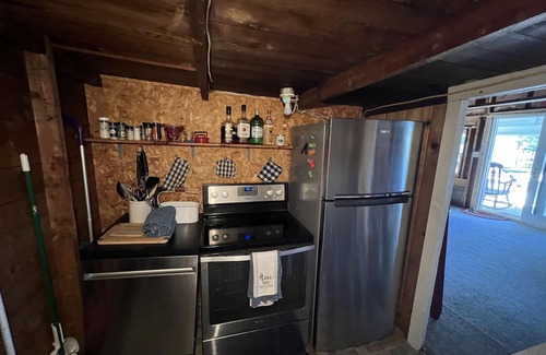 Lunenburg Cabin | Waterfront VT Camp - enjoy coffee on the porch or cocktail by the lakeside fire