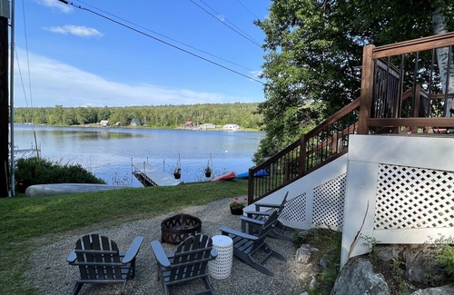 Lunenburg Cabin | Waterfront VT Camp - enjoy coffee on the porch or cocktail by the lakeside fire