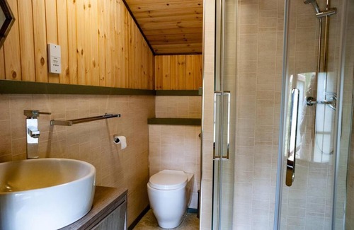 East Drayton Ski Chalet | Wooden tiny house Glamping cabin with hot tub 1
