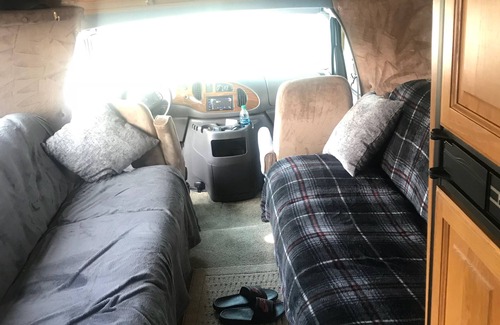 Downtown San Jose Apartment | Your home away from home on wheels small Rv with room for two with small kitchen