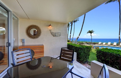 Kihei Condo | Your Perfect Poolside Haven: Royal Mauian 116 - Oceanfront Ground Floor Luxury!