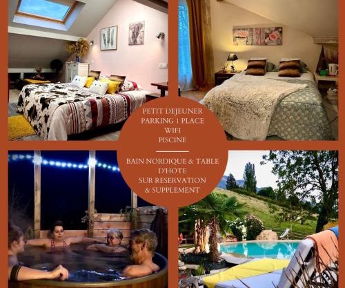établissement professionnel de Chambres d'hôtes à La Marc'Quize avec piscine partagée et bain nordique privatif en prestation supplément