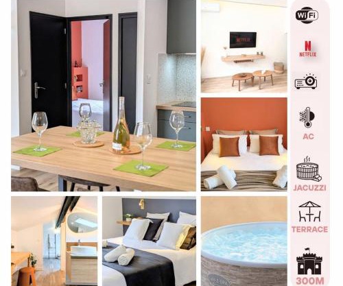 151 - Terrasse & Jacuzzi, Rue Trivalle, Pied de la cité de Carcassonne - Climatisation, Netflix, Fibre