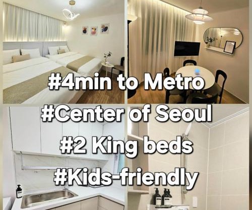 4min to Metro Line2 in Seoul's Heart 2King beds
