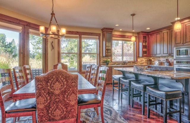 A beautiful, private custom home with serene views of the Big Deschutes River