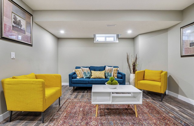 A modern 2-bedroom suite, with laundry, and wet bar
