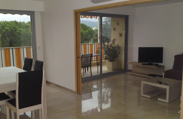 Air-conditioned apartment in residence with swimming pool and private port
