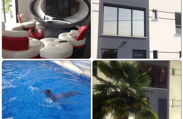 Architect house with medoc doors with pool and spa (steam room and Jac)