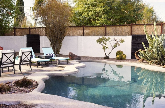 Art & Music-Inspired Getaway with Heated Pool + Lush Yard in Central Phx