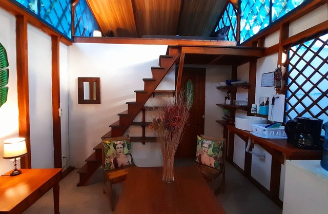 Beachfront Casita for 2, loft-style double bed & kitchenette with shaded porch
