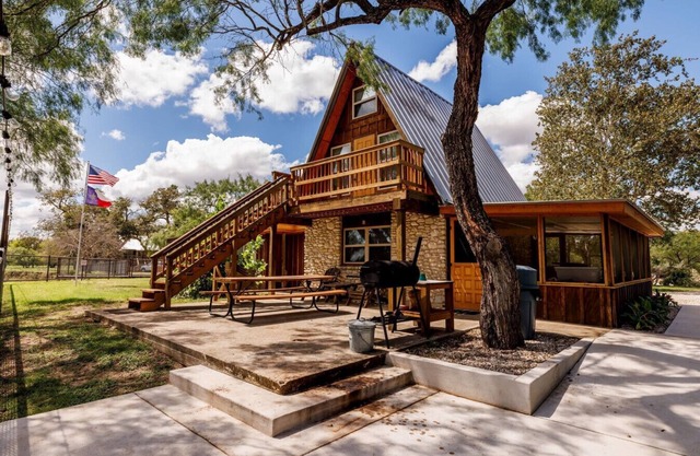 Beautiful blue hole Nueces riverfront cabin in the Texas Hill Country!