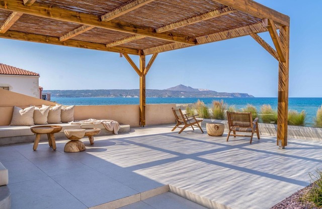Beautiful Seafront Crete Villa | Kaliva Residence | 3 Bedrooms | Amazing Sea Views & BBQ Facilities | Chania