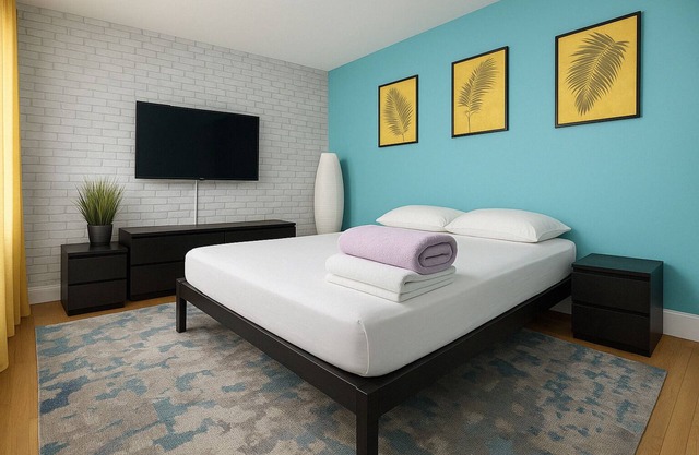 Blue style Room shared bathroom in Harlem Manhattan