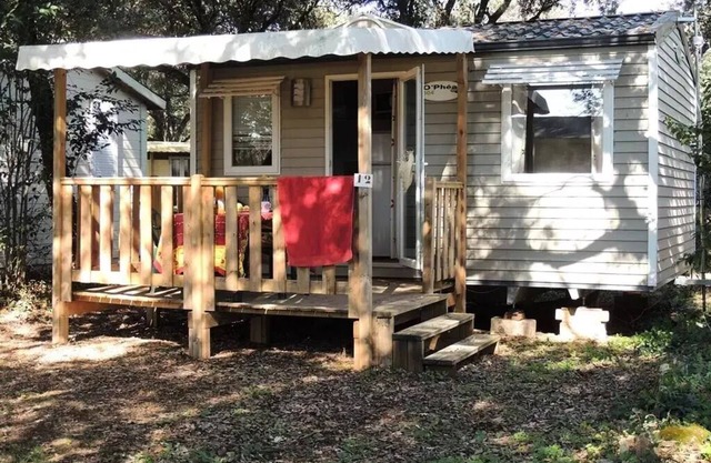 Campsite Domaine de Gajan * - Mobile home Comfort TWIN 19m2 (1 bedroom) with terrace 12m2- TV INCLUSE + CLIMATEIZATION 2 persons