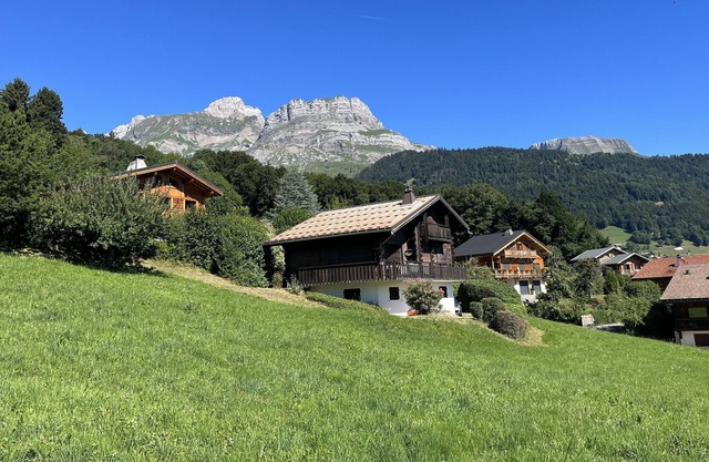 Chalet facing the Mont Blanc chain near the center of the village