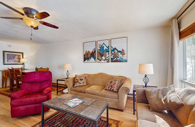 Comfortable ski-in/ski-out, creekside condo, with gas stove, soaking tub, WIFI