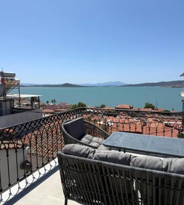 Courtyard Home w Lesvos Island View