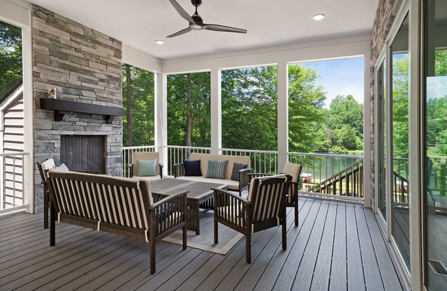 Custom lakefront home with private beach, dock & firepit