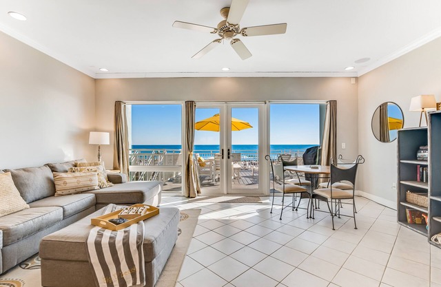 Dog-friendly, beachfront dream w/a wet bar & two furnished balconies