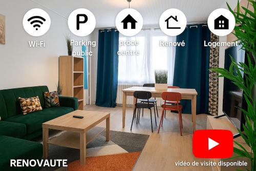 Elegant T3 renove, wifi, 6 personnes max
