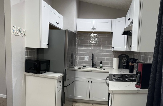 Entire space. King bed. Fenced yard. Private