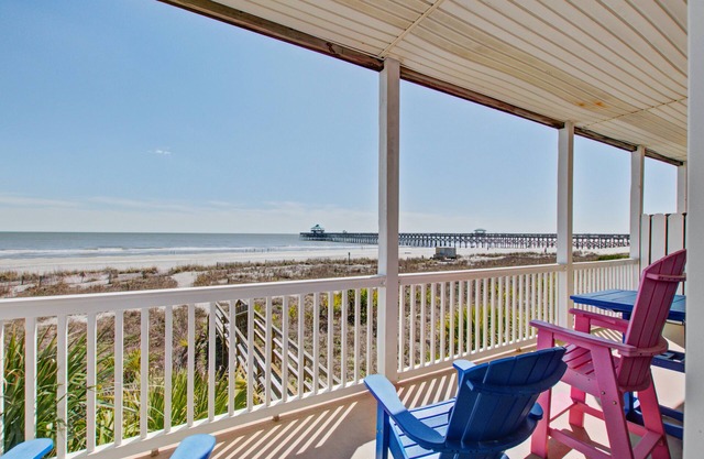 First-floor villa w/beach and ocean views from spacious balcony