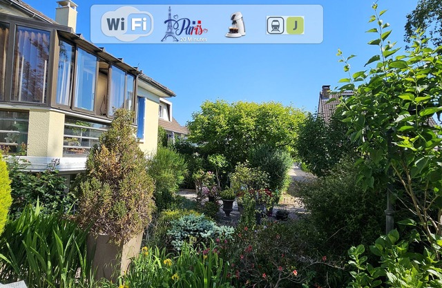 Garden level of the house, in a green setting