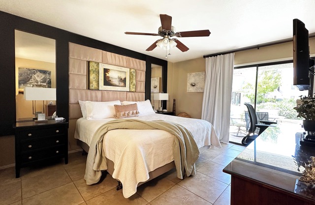Ground Floor : Private Garage : Big Patio : 2 Work Desksn: Heated Pool : Dogs