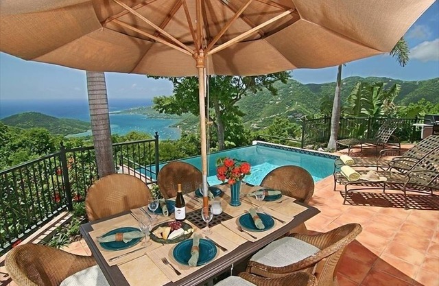 HUGE PANORAMIC views over Coral Bay and the BVI's.Sunny pool! Peaceful. Private
