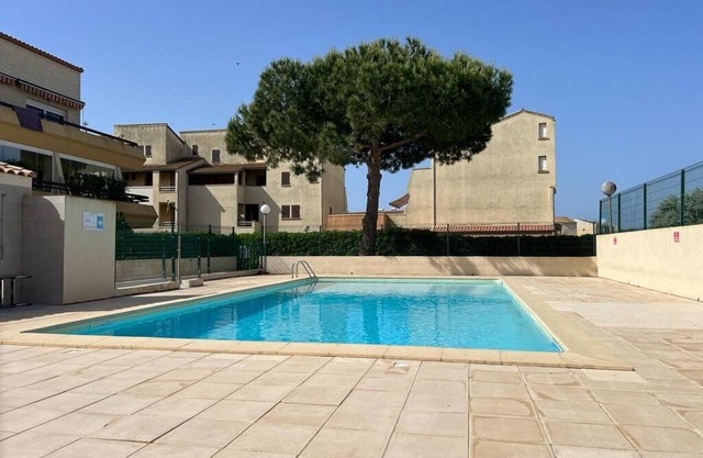 In a residence with pool