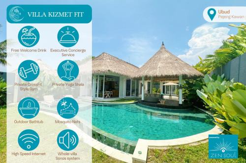 Kizmet Fit - 2Bed Luxury Private Villa - Yoga Shala, CrossFit-Style Gym, 3Km to Central Ubud