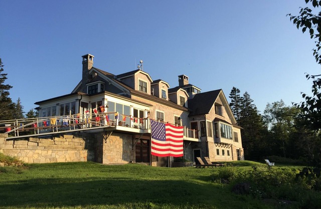 Large waterfront home with tennis court, dock, large boat moorings, great views
