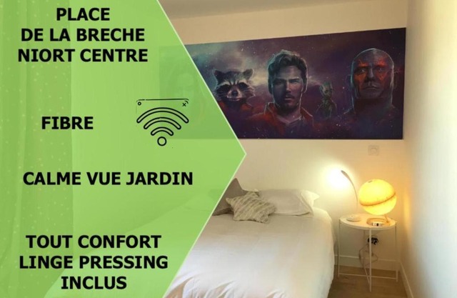 Le Galaxy centre la Brèche wifi calme vue jardin