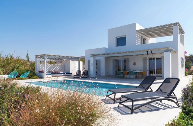 Luxury Villa Aura with spacious terrace, pool and sundecks on Naxos