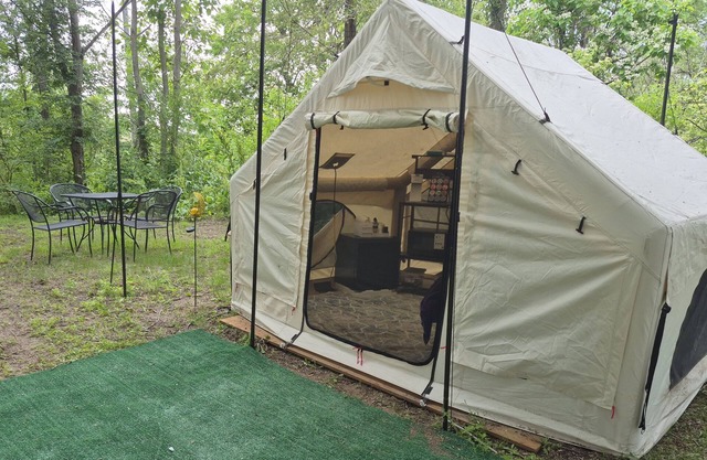Riverfront Serenity Glamping Tent in West Omaha Campground