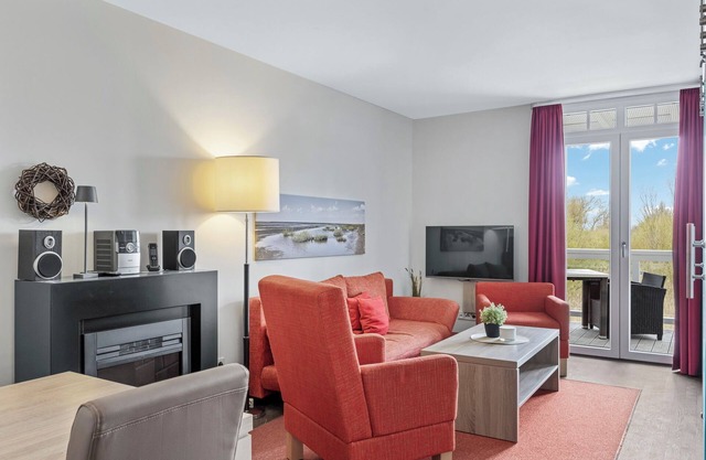 Ruhige, Schöne Wohnung in Strandnähe mit Sauna und Balkon mit Blick ins Grüne