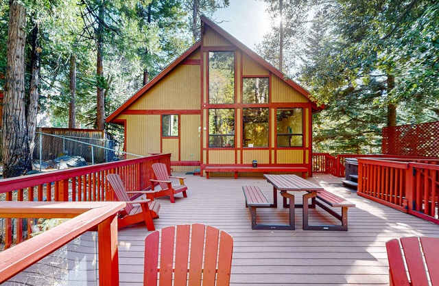 Spacious dog-friendly cabin with creek & mountain views