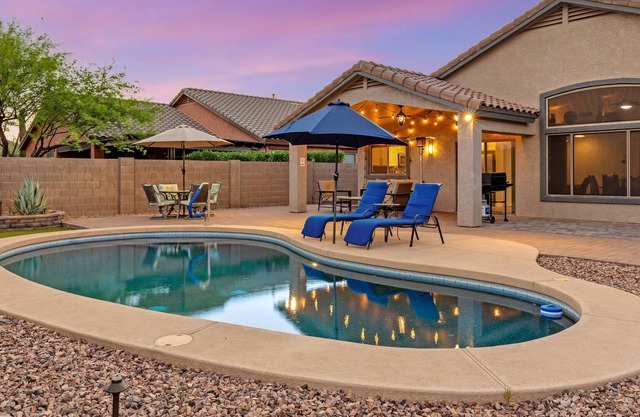Spacious home with private pool, enclosed yard, patio, firepit, & washer/dryer