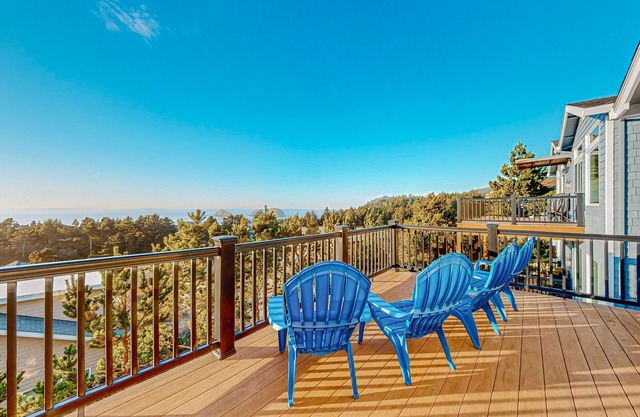Spectacular ocean view home with fireplace & large decks - dog-friendly