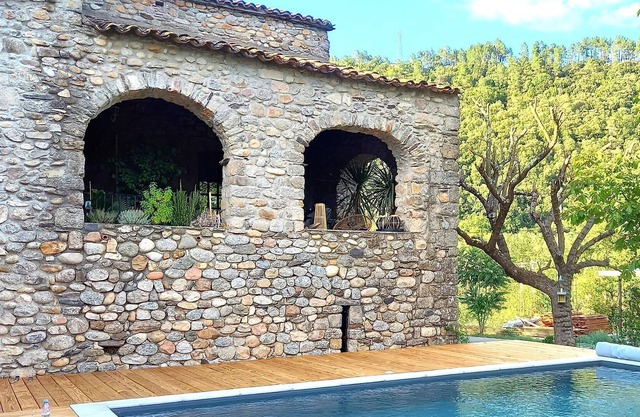 Stone holiday home in Chambonas with private pool