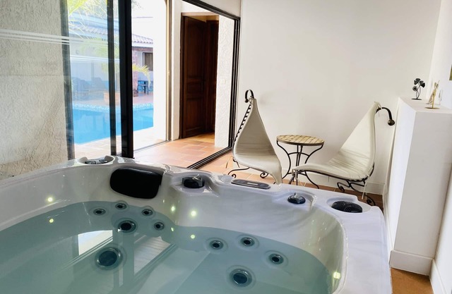 Studio with pool view