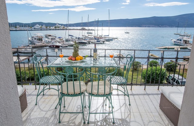 Stylish Art Deco residence, sun soaked balcony, stunning views over Kotor Bay