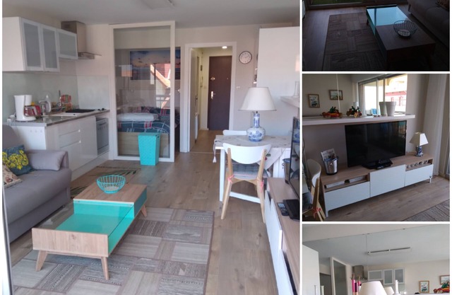 Sunny, contemporary studio, double cabin, 4 beds, facing west.