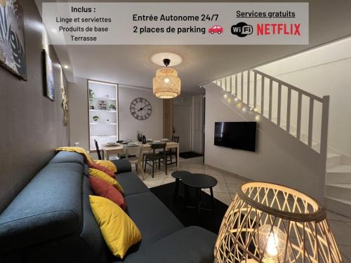 T3 Flat Moderne sur 2 étages Metro Parking Free Entrance autonome
